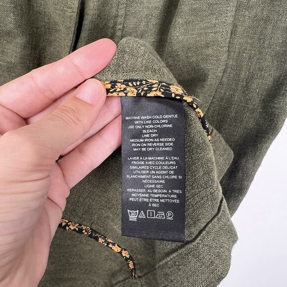 Anthropologie By Anthropologie Long-Line Vest Size Large Petite Moss Green Linen - Picture 6 of 11